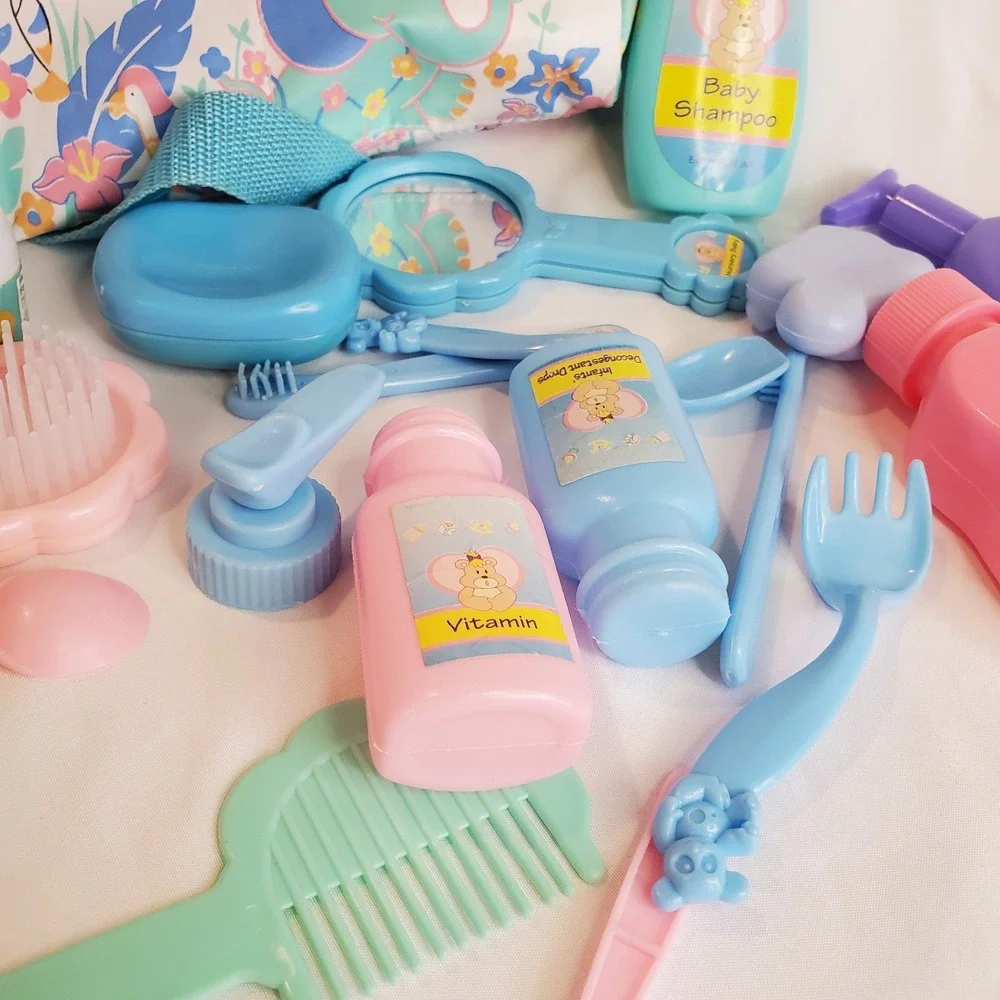 Vintage Diaper Bottle Baby Play Pastel Animals Jungle And Accessories Small 8 in